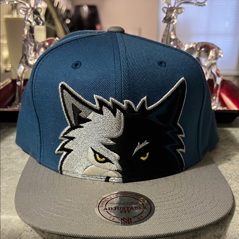 Blue and Gray Cap with Wolf Design